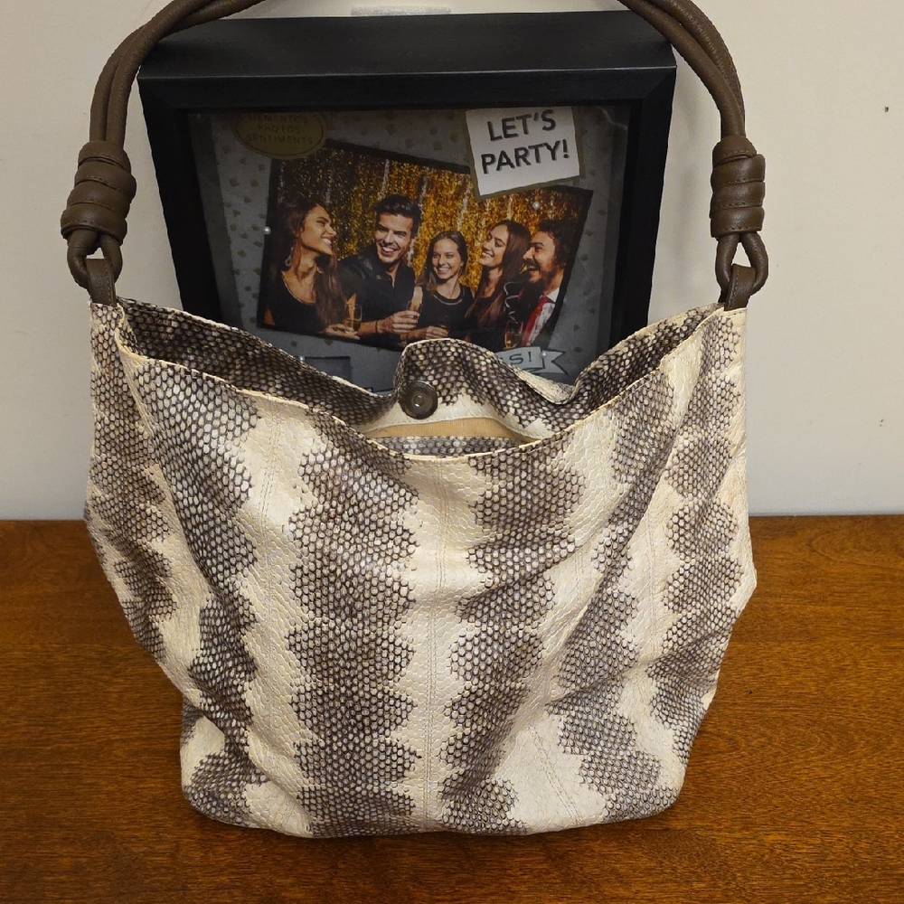 Elegant Snake Print Hobo Bag